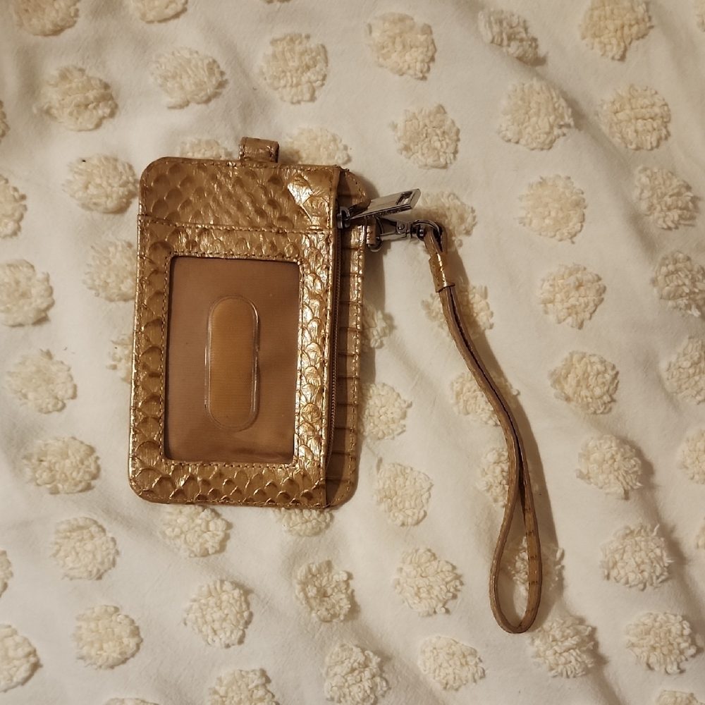 Gold Phone Leather Wristlet Card Holder with ID Window